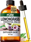 KUKKA Lemongrass Essential Oils - 4 Fl Oz - for Hair, Skin, Diffuser, Aromatherapy & DIY Soap Making Scent