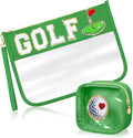 Hillban 2 Pcs Golf Gifts for Women Makeup Cosmetic Bag Chenille Letter Pouch Clear Toiletry Zipper Pouch Golf Accessories Travel Purse Preppy Patch Flat PVC Waterproof Organizer Storage Bag for Girls