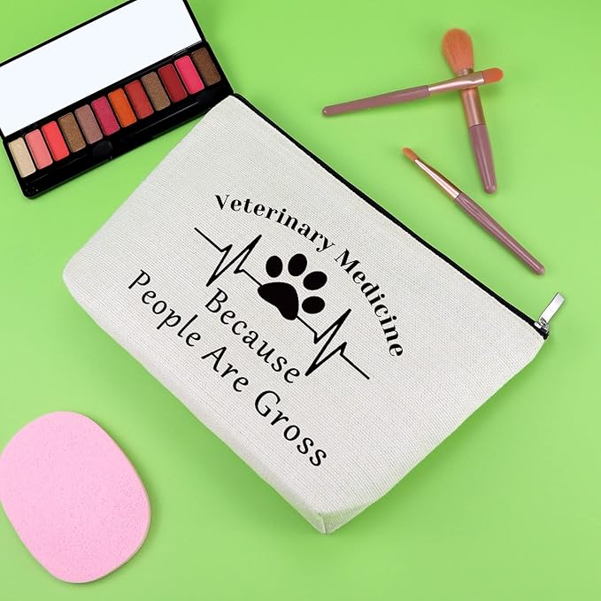 Veterinarian Gift Vet Tech Makeup Bag for Women Animal Rescue Gift Veterinary Technician Cosmetic Bag for Dog Lover Medical Graduate Dog Doctor Animal Lover Christmas Birthday Present Travel Pouch
