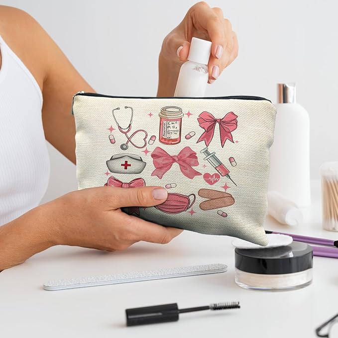 Nursing Student Gifts, Pink Nursing Accessories Makeup Bag, School Nurse Gifts, Nurse Graduation Gift, Future Nurse Gifts, Medical Student Gifts, Cute Gifts for Nursing Students Cosmetic Bags