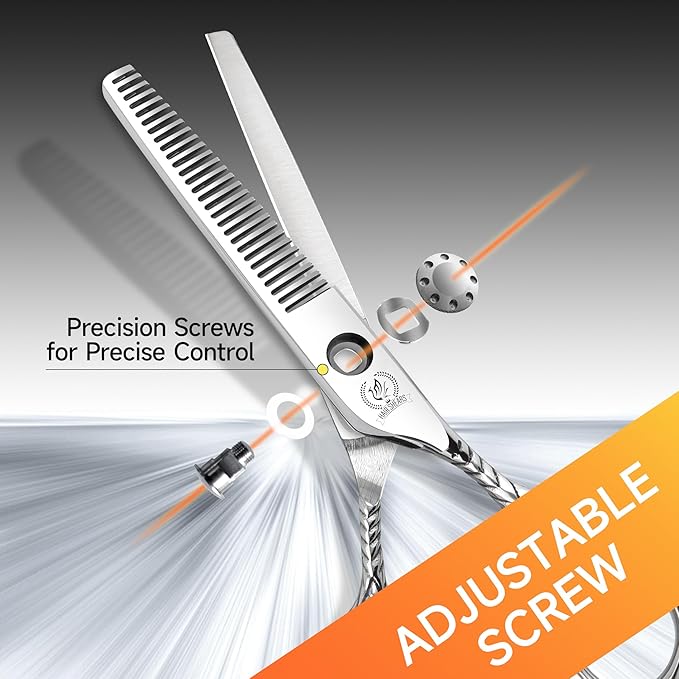 Fenice Peak Hair Thinning Scissors 6.0'' Barber Texturizing Shears 440C Thinner Hair Scissors with Engraving Handle for Salon and Home User