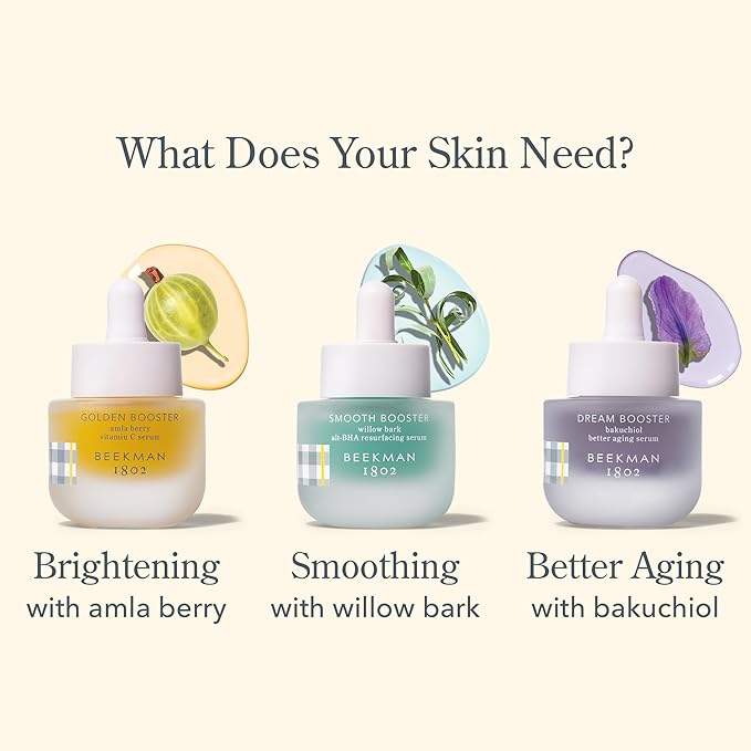 Beekman 1802 Dream Booster Bakuchiol Face Serum - Retinol Alternative for Sensitive Skin - Fine Lines & Pore Minimizer - Vegan - Fragrance Free -0.5 fl oz