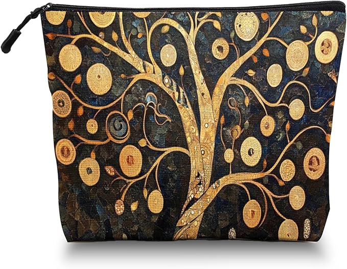 Cosmetic Bags Travel Makeup Toilet Case Waterproof Pouch for Women Girls 6.7X9.45inches - Celestial - Inspired Ornamental Tree