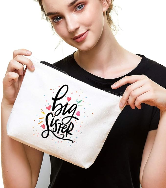 Cute Big Sister Reusable Makeup Bag Big Sister Gifts for Little Girls Best Sister Eco-Friendly Makeup Bag Gifts for Birthday Christmas