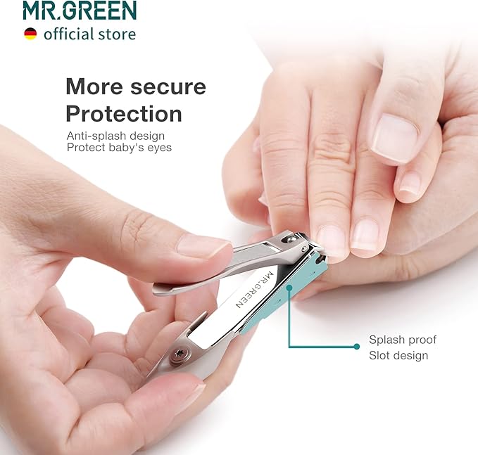 MR.GREEN Baby Safety Nail Clippers Nail Care Clippers Fingernail Cutter Newborn Baby Convenient Nail File Manicure Tools (Baby Nail Clipper+Nano Glass File)