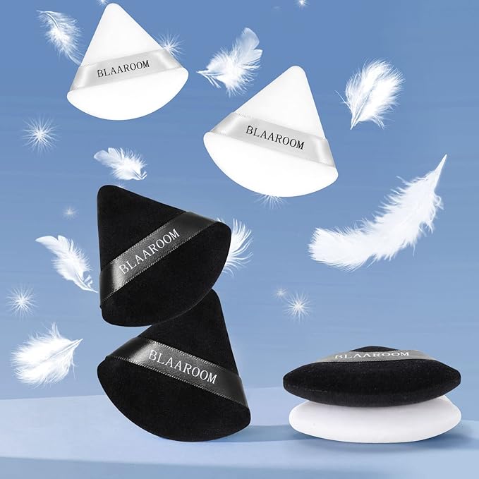 BLAAROOM 12 Pcs Velour Powder Puff Face Makeup Triangle Powder Puffs Face Exquisite Makeup Eyes and Corners Contouring for Loose Powder Wet Dry Cosmetic Foundation Sponge Makeup Tool