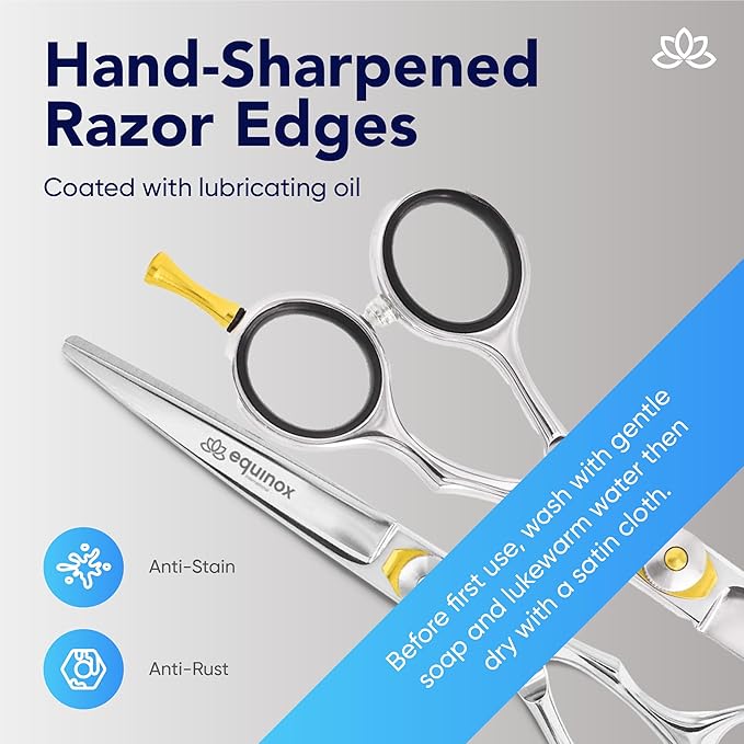 Equinox Razor Edge Series Professional Hair Scissors - 6.5” Premium Japanese Stainless Steel Hair Cutting Scissors, Hair Shears, Hair Razors for Hair Cutting, Barber Accessories & Hair Salon Supplies