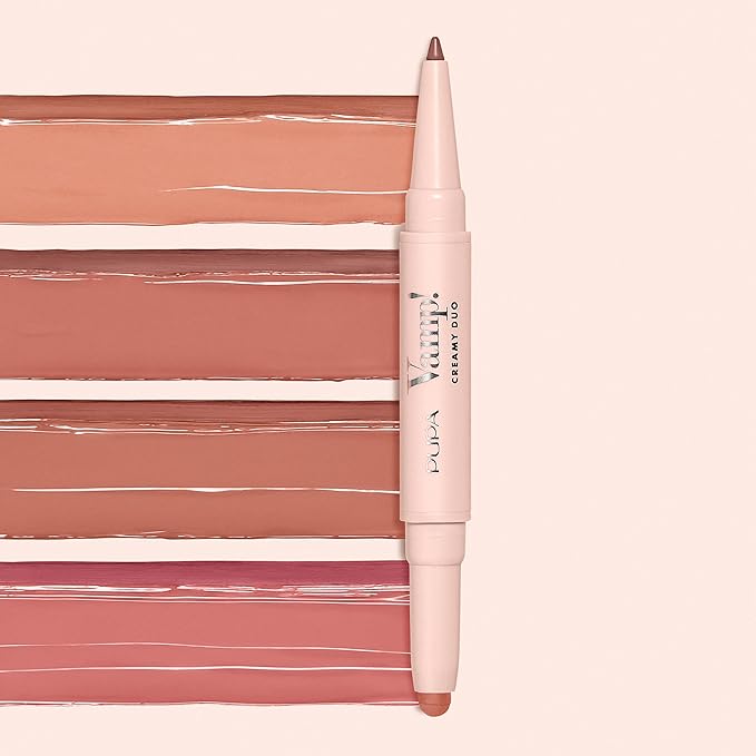 Pupa Milano Vamp! Creamy Duo, 004 Light Rose, 1 Pc - 2 in 1 Lipstick and Lip Pencil - Long Lasting - Lightweight - No-Transfer - Smooth Texture - Highly Pigmented