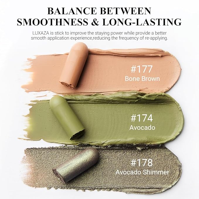 3PCS Eyeshadow Stick, Metallic And Green Eye shadow Sticks Pencil Crayon，Eye Brightener Stick Makeup with Crease-proof Formula