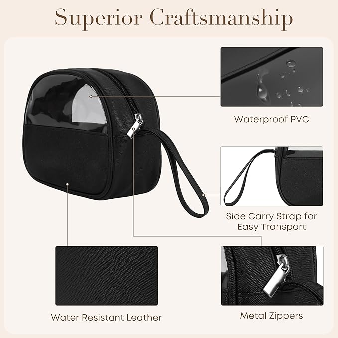 Small Clear Travel Makeup Bag, Waterproof Leak-Proof Toiletry Bag for Women, Simple Transparent Cosmetic & Makeup Bag Organizer