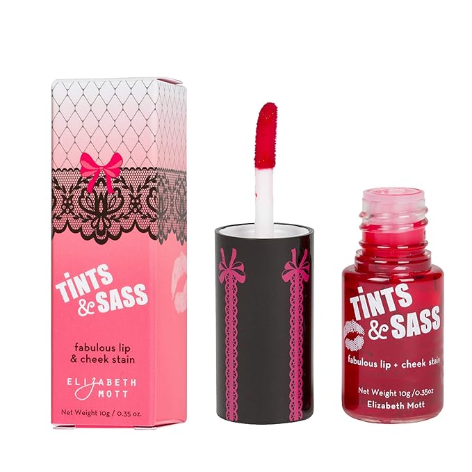 Elizabeth Mott Tints & Sass Lip and Cheek Stain – Long-Lasting Rosy Pink Tint for Lips & Cheeks, Natural Buildable Color, Smudge-Proof, Lightweight, Cruelty-Free Makeup for All Skin Tones (10g/0.35oz)