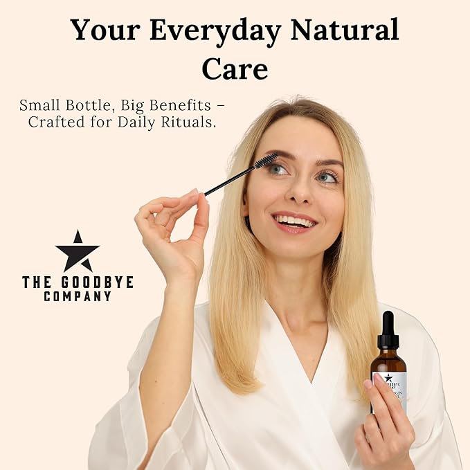 The Goodbye Company Organic Castor Oil - 100% Pure Extra Virgin Cold Pressed Unrefined for Luscious Hair Growth, Thicker Eyelashes & Radiant Skin - Deeply Moisturizing & Detoxifying (60ml)
