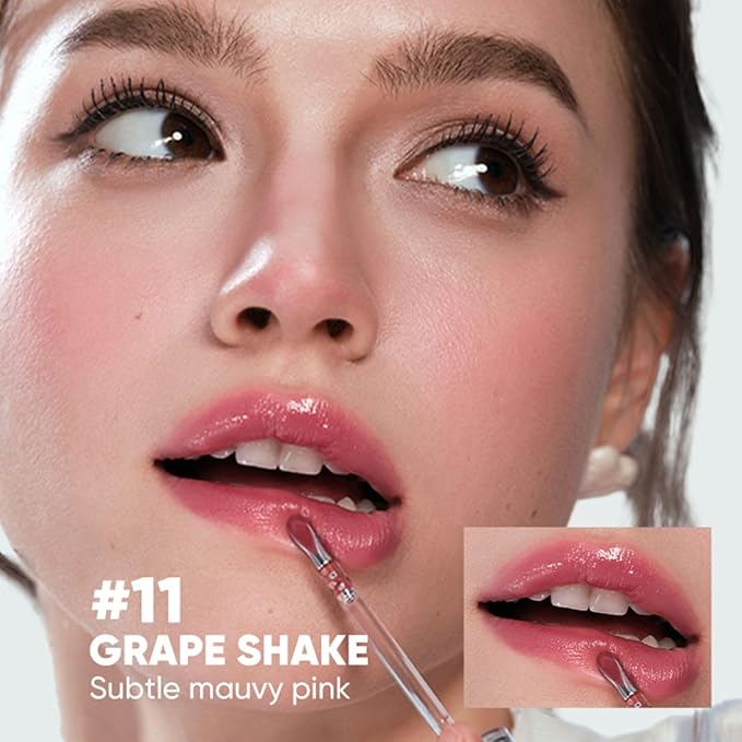 JUDYDOLL Ice Watery Lip Gloss- Long Lasting & Transfer-Proof, Infused with 86% Essence with Ice Iron Applicator, Non-Sticky Glossy Finish for Daily Wear, Mirror Lip Glazes, Moisturizing Plumping Gloss