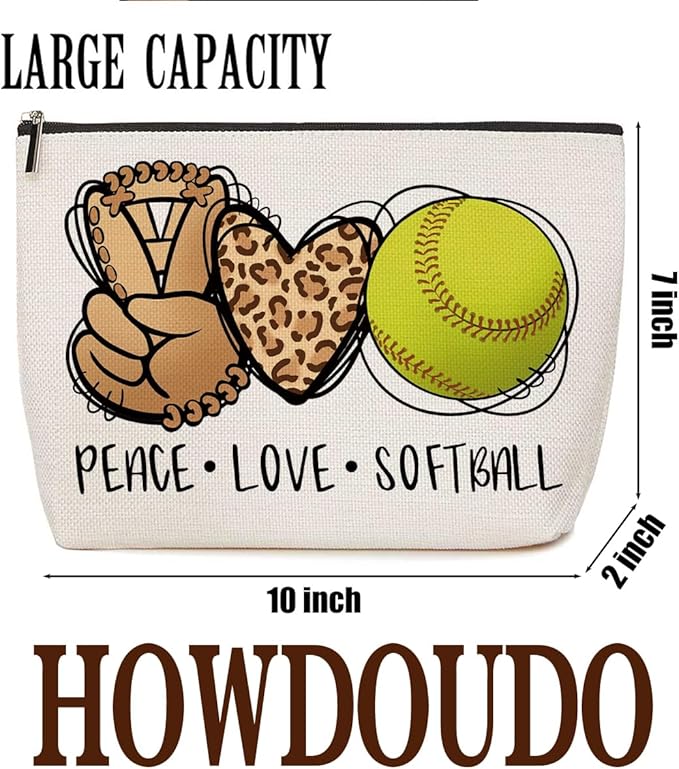 Softball Gifts Leopard Makeup Bag Softball Party Favors Inspirational Gifts for Women Softball Sister Sport Team Lovers Coach Her Cosmetic Bag Zipper Pouch Game Day Christmas Birthday Gift Ideas