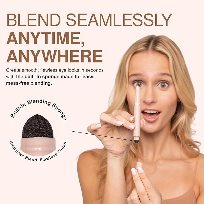 Palladio Waterproof Eyeshadow Stick with Blending Sponge, Long Lasting & Effortless Application, Smudge Free & Crease Proof Formula, Matte & Shimmer Shades, Buildable Eye Shadow (Bronze Shimmer)