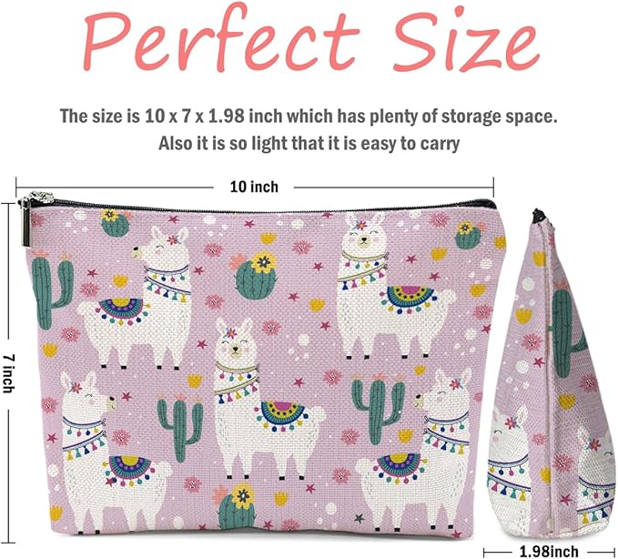 Llama Gifts, 2 Pcs Alpaca Makeup Bag, Cute Animal Cosmetic Bag Travel Pouch, Alpaca Llama Lovers Gift for Women Girls Daughter Sisters Best Friends Farm Animals Graduation Birthday