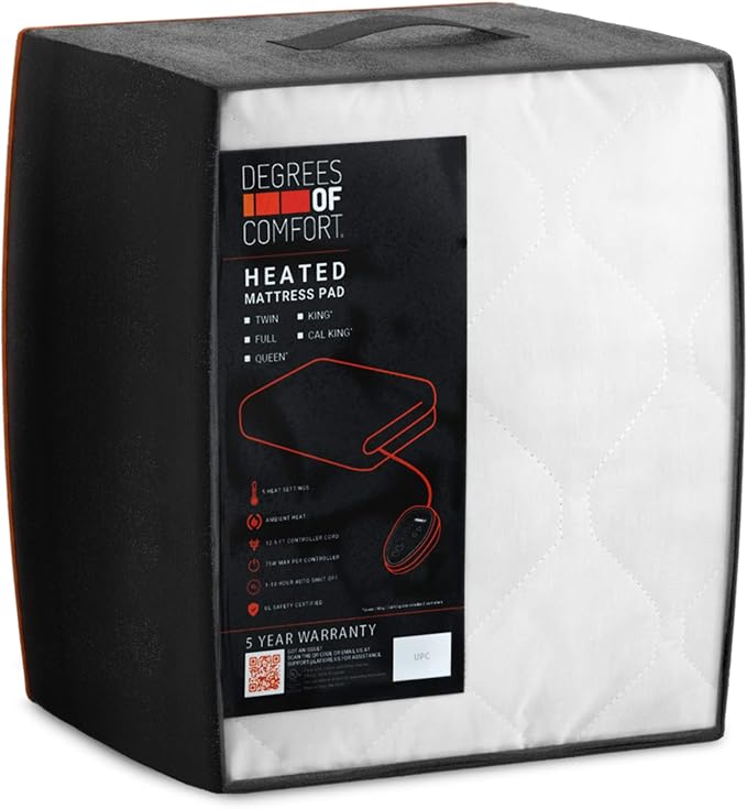 Heated Mattress pad King Size| Dual Control | Electric Bed Warmer W/Adjustable Zone Heating | Fit Up to 15 Inch | 12.5ft Long Cord - 78x80 Inch, White