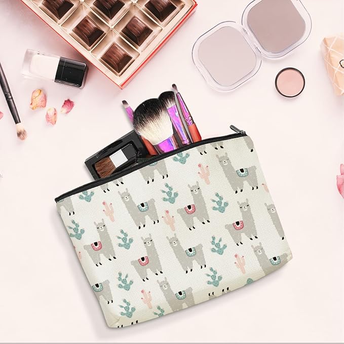 jeilink Cute Llamas Makeup Bag Alpaca Llama Gifts Funny Llama Stuff Decor for Llamas Lover Christmas Birthday Gifts for Women Animal Lovers Girl Daughter Best Friend BFF Niece Sister Toiletry Bag