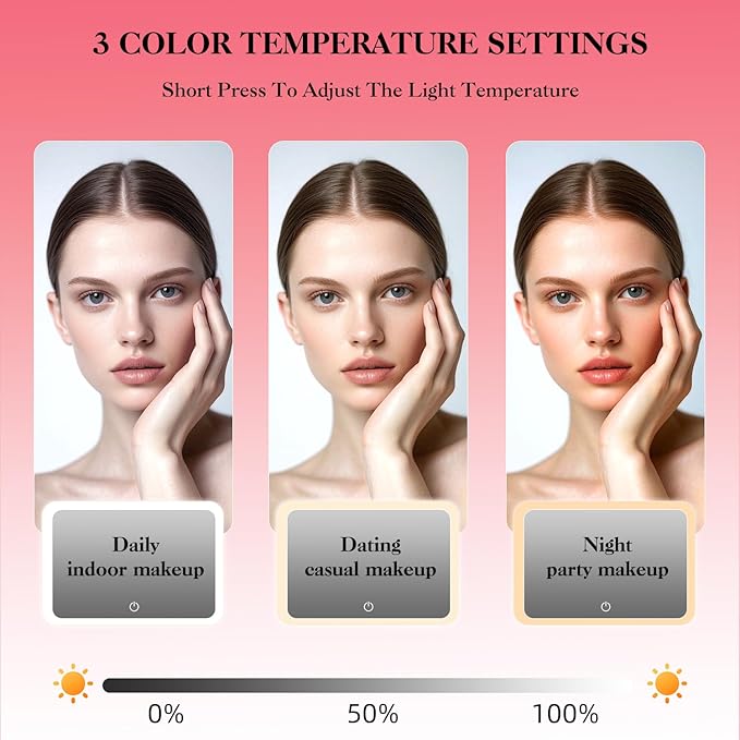 Travel Makeup Bag With LED Mirror,Cosmetic Train Case with 3 Color Setting,Cosmetic Makeup Organizer Bag with Adjustable Dividers,Portable Make up Box with Make up Brushes Holder Storage（Rose）