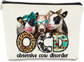 Western Makeup Bag OCD Obsessive Cow Disorder Funny Cows Print Farmhouse Heifers Cosmetic Bag Gifts for Girl Cows Lover, Birthday Gift for Sister Girl Best Friend Daughter Granddaughter