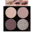 Eyeshadow Quad - Blendable Matte & Shimmer, 4 Shades Nude, Champagne, Gold, Brown, Velvety Pigmented Formula, Long-Lasting, Built-In Mirror, Perfect for Older Women 02#