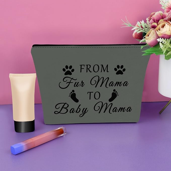 Sazuwu Mom to Be Gifts First Time Gray Makeup Bag Baby Reveal Gifts for Mom Pregnancy Announcement Gift Cosmetic Bag New Mommy Gifts for Women After Birth Birthday Christmas Mother's Day Gifts