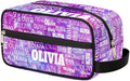 Custom Travel Cosmetic Bag with Name, Personalized Large Capacity Weekend Toiletry Bag Portable Bathroom Makeup Organizer, Watercolor Purple Galaxy
