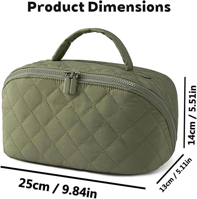 Petition Makeup Bag, 180° Open Lay-Flat Cosmetic Case, Large Capacity Compartment Makeup Bag, Lightweight, Soft and Fashion for Bottles & Brushes (Blue)