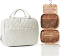Travel Toiletry Bag For Women Small Hanging Toiletry Travel Makeup Bag lightweight Water-Resistant Toiletries Organizer case portable Cosmetic Bags For Women Beige