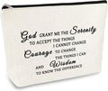 Christian Makeup Bag Serenity Prayer Gift Inspirational Gift for Women Cosmetic Bag Sobriety Addiction Recovery AA Gifts Religious Encouragement Motivational Gifts for Her Travel Toiletry Pouch