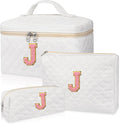 Initial Makeup Bag, Personalized Monogram Cosmetic Bag Set, Large Make up Bags | Travel Toiletry Bag | Makeup Bag for Girls Teen Girl Friend Sister Wife Girlfriend Gifts Daughter (Letter J)