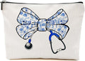 Nurse Gifts, Blue Bow Makeup Bag, Nurse Accessories Funny Horse Cosmetic Bag, Doctor Gift Nursing Travel Organizer Zipper Pouch Thank You Nurses Week Gifts for Women Coworker Physician Assistant
