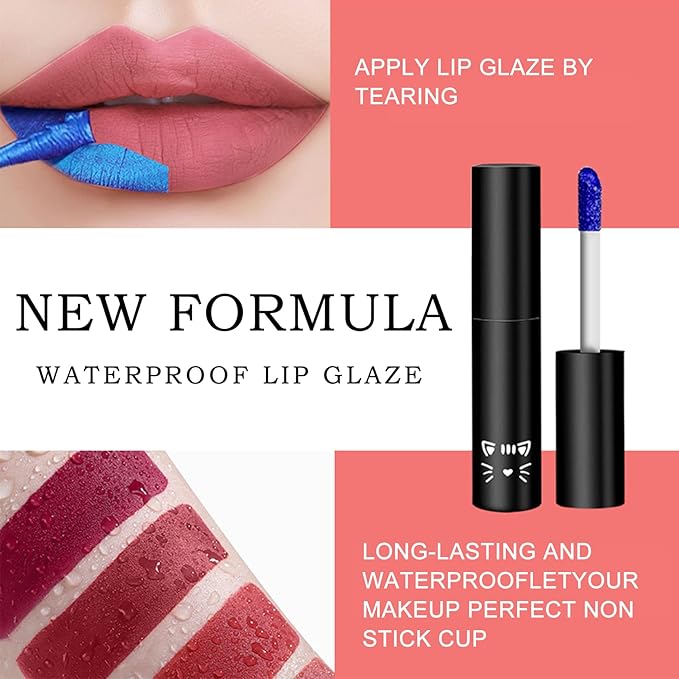 2PCS Peel Off Lip Stain Lip Tint Matte Liquid Lipstick Nude Lip Gloss Long Lasting Waterproof Lip Tint Stain Non-stick Cup Peel Off Lipstick Lip Makeup for Women Girls （01#+02#）
