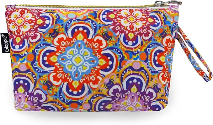 Gloppie Bohemian Makeup Bag - Travel Cosmetic Bag for Women | Small Zipper Makeup Pouch for Purse