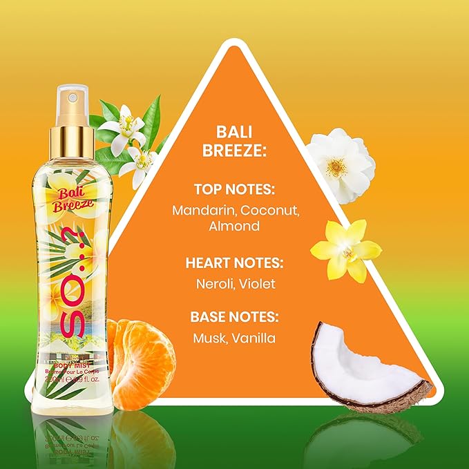 So...? Bali Brezze Body Mist for Women - 6.9 oz Body Mist - Pack of 2