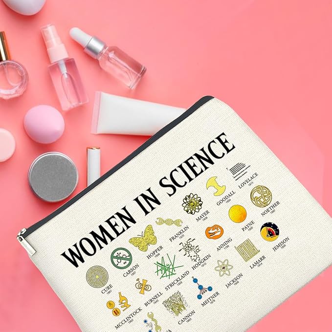 Makeup Bag Gifts for Science Teachers Science Lovers Woman in Science Cosmetic Bag Zipper Makeup Pouch