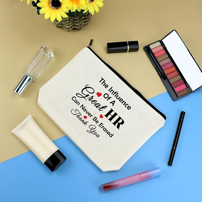 HR Appreciation Makeup Bag - Thank You Gift for Human Resources Director, Manager, Coworker - Travel Cosmetic Bag for Christmas, Birthday, Thanksgiving, Retirement