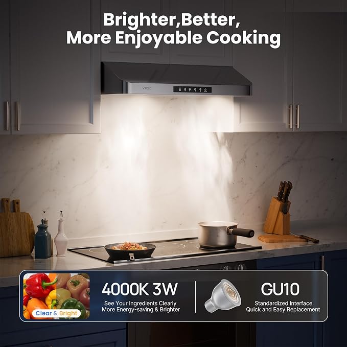 Under Cabinet Range Hood 30 Inch, 980CFM Fast Venting Ducted, Kitchen Hood - Image 6