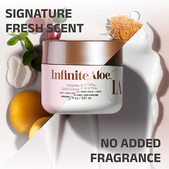 InfiniteAloe Complete Skin Care, Aloe Vera Powered Face and Body Cream for All Skin Types, Dry Skin Everyday Hero, Original Scent - Small Jar 2 oz