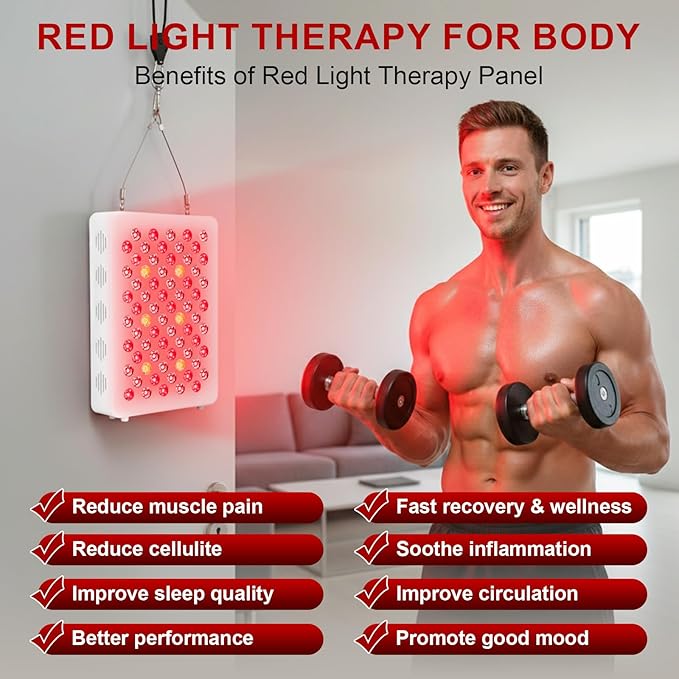 Red Light Therapy Panel for Face and Body - 600nm/660nm/810nm/850nm/940nm (70 LEDs 350W) Near Infrared Redlight Device with Timer, RC, Dual Chip for Improve Sleep, Skin Health, Pain Relief (White)