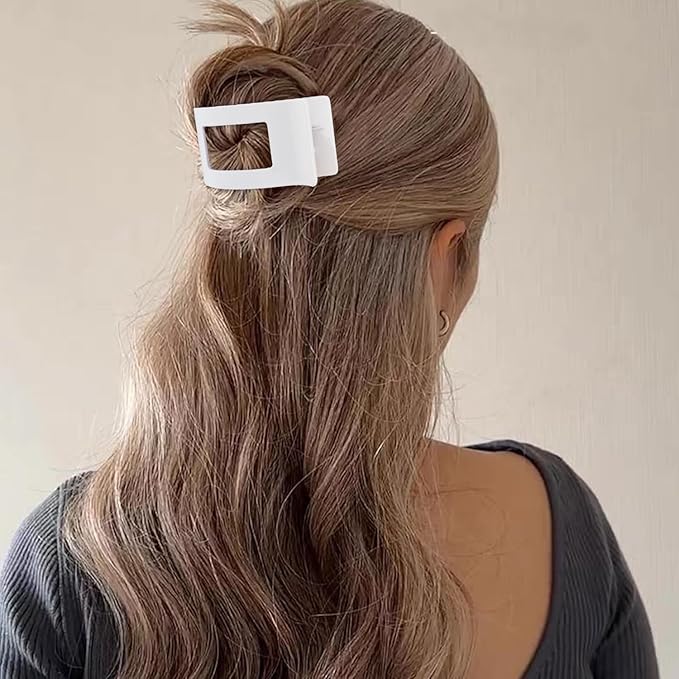 Velscrun Flat Hair Clips for Women Girls, Matte Lay Flat Claw Clips, Strong Hold Large Side Hair Clip All Hair Types, French Duck Billed Non Slip Grip Daily Styling Hair Jaw Claw Clip Blue
