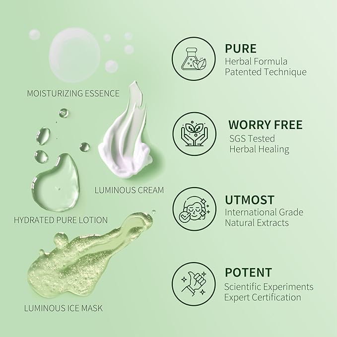Travel Skin Care Set, Hydrating Essence, Moisturizing Cream & Ice Mask Trio, Herbal Skincare Kit for All Skin Types, Compact and TSA-Friendly, 0.15 fl. oz