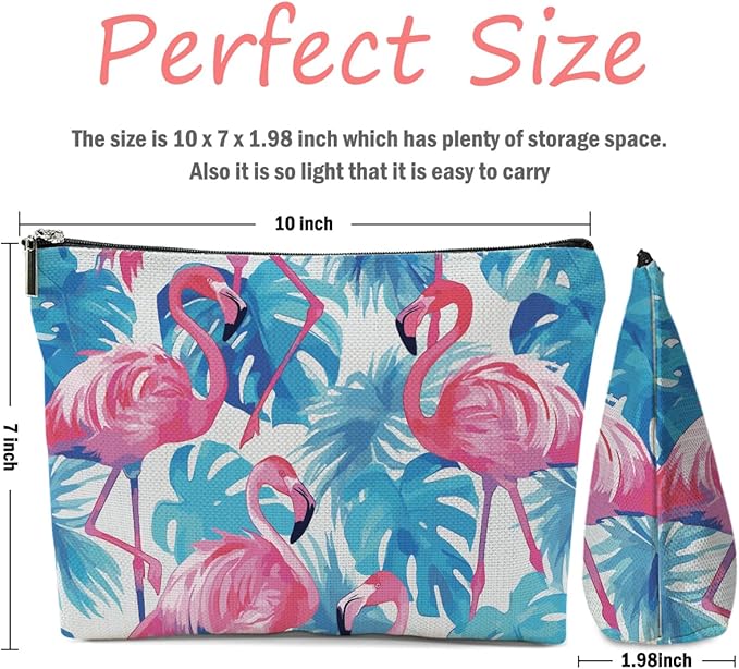 Flamingo Gifts, Flamingo Stuff Makeup Bag, Flamingos Cosmetic Bag Travel Pouch, Animal Lovers Gift for Women Girls Daughter Sisters Coworker Best Friend Friendship Graduation Birthday Gifts