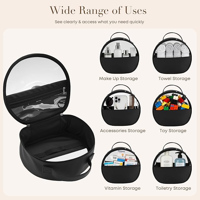 Large Clear Travel Makeup Bag, Waterproof Leak-Proof Toiletry Bag for Women, Simple Large Transparent Cosmetic & Makeup Bag Organizer