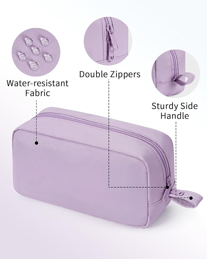 Narwey Cute Makeup Bag Small Toiletry Bag Travel Cosmetic Bag Organizer Make Up Bags with Organized Pockets for Women (Purple, Large)