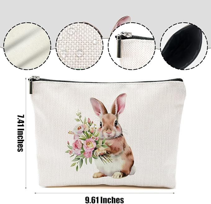 Cute Bunny Makeup Bag Bunny Gifts Cosmetic Bag Bunnies Themed Gifts for Women Girls Friend Daughter Rabbit Lovers Gifts Travel Organizer Zipper Pouch Christmas Birthday Friendship Easter Gifts