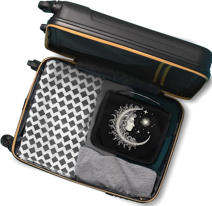 Travel Toiletry Bag for Women & Men Ethnic Moon Sun Hanging Cosmetic Organizer Portable Waterproof Makeup Case Make Up Bag with Compartments Travel Essentials for Bathroom Shower