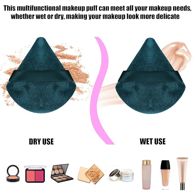 30PCS Triangle Powder Puff Face Makeup Powder Puffs Sponge Soft Powder Puffs for Loose Powder Cosmetic Foundation Blackish Green