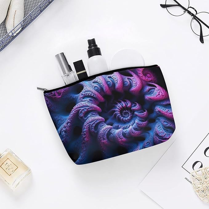 Women's Fashion Zipper Cosmetic Case, Portable Makeup Case, Personality Toiletry Bag, Travel Cosmetic Toiletry Bag Trippy Purple Tie Dye