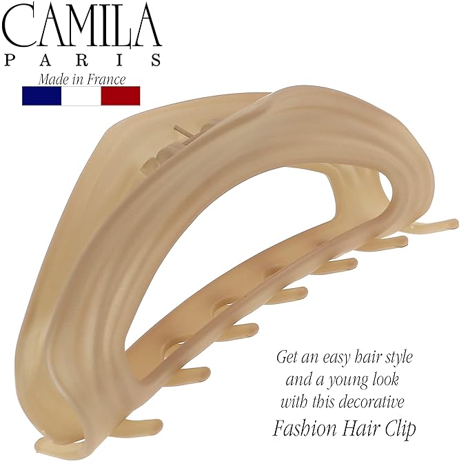 Camila Paris CP3527 French Hair Clip for Women, Beige, Girls Hair Claw Clip Jaw Fashion Durable and Styling Hair Accessories for Women, Luxury Ladies Strong Hold No Slip Grip Clamp, Made in France